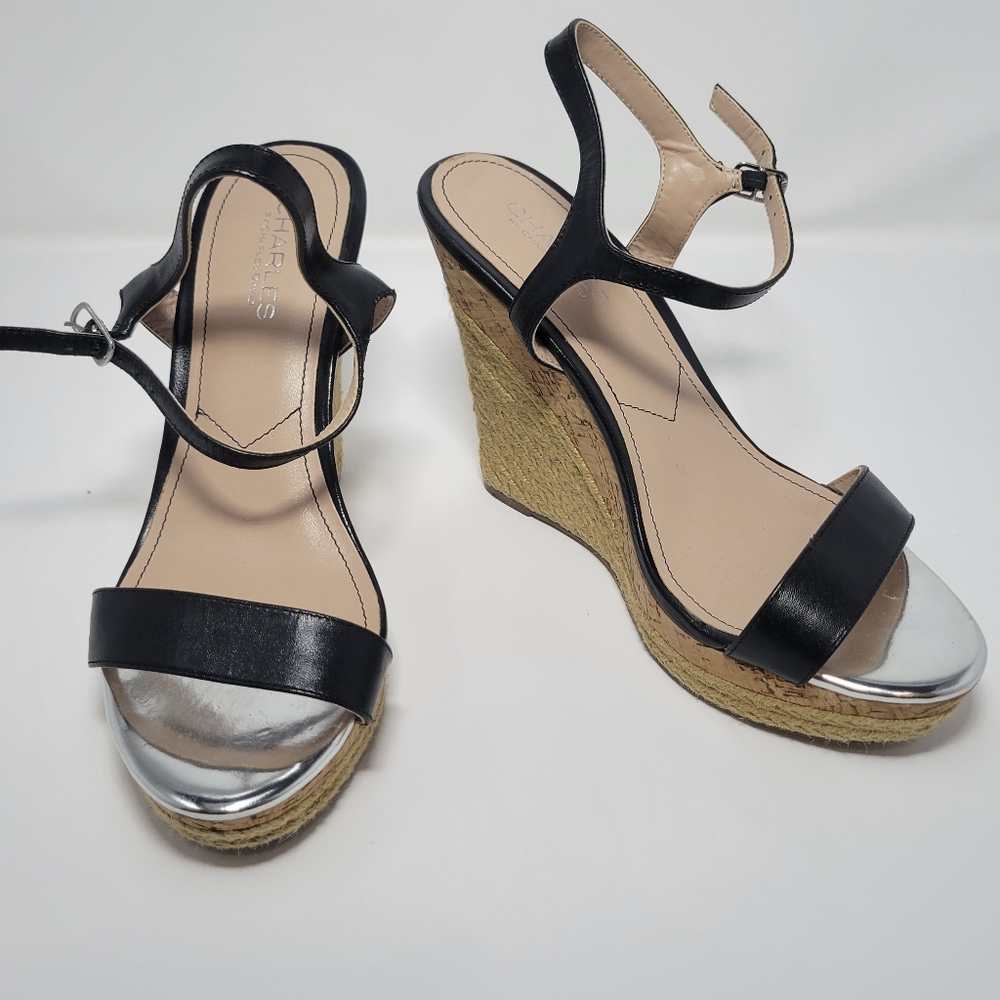 Charles by Charles David Black Wedges Sandals